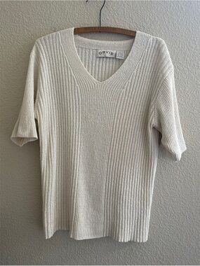 Orvis Cream V Neck Silk Blend Sweater Women’s Size Large